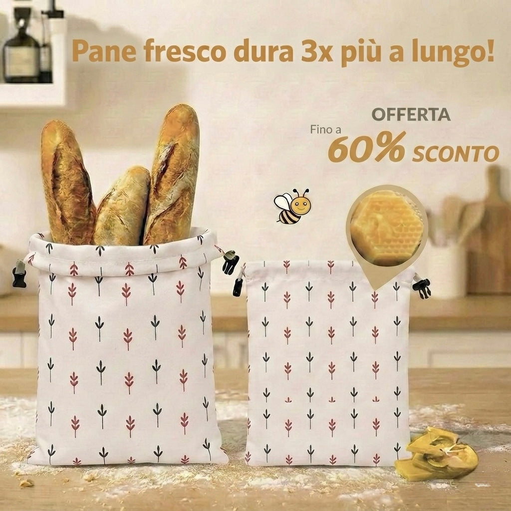 Sacchetti per il pane premium in 100% cotone e cera d’api